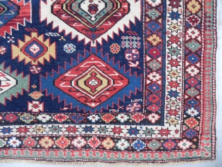 A Remarkable Caucasian Shirvan Rug, 3.3 x 4.9 ft (100x150 cm), This is a Magnetic piece with dazzling colours, in very good condition with full pile, original ends and sides, no issues,  ...