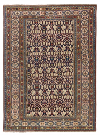 Very Fine Antique Kuba Konaghend Rug, Northeast Caucasus, Dated 1867 AD, 4.2 x 5.8 Ft (127x174 cm). Near perfect condition, no issues. Probably the best of this type we have seen.   ...