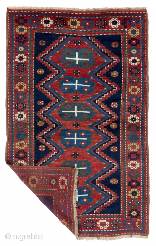 Antique Caucasian Kazak Rug. 4'6" x 7' (136x210 cm), ca 1910, all original, very good  condition, full pile.              