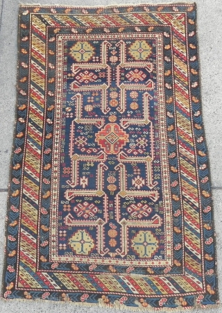 Caucasian Kuba Karagashli Rug, 19th Century, great colours and well executed design, original as found, good overall condition, no repairs but needs minor in the ends and selvedges.     