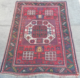 Caucasian Karachov Kazak Rug, original as found, no repairs, second half 19th century.                    