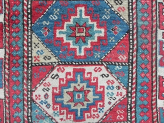 Caucasian Kazak Rug, 3.11 x 7.9 ft. Delightful colours, soft, lustrous and full pile, 19th century,                 