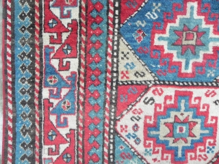 Caucasian Kazak Rug, 3.11 x 7.9 ft. Delightful colours, soft, lustrous and full pile, 19th century,                 