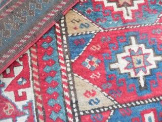 Caucasian Kazak Rug, 3.11 x 7.9 ft. Delightful colours, soft, lustrous and full pile, 19th century,                 