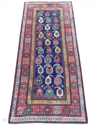 Caucasian Gendje Kazak Rug, 261x114 cm, second half 19th century, excellent condition and great colours.                  