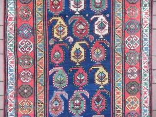 Caucasian Gendje Kazak Rug, 261x114 cm, second half 19th century, excellent condition and great colours.                  