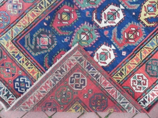 Caucasian Gendje Kazak Rug, 261x114 cm, second half 19th century, excellent condition and great colours.                  