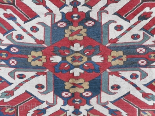 Chelaberd (Eagle Kazak) Rug, Karabagh region in Southern Caucasus, 244x148 cm (8x4.11 ft), second half 19th century.                