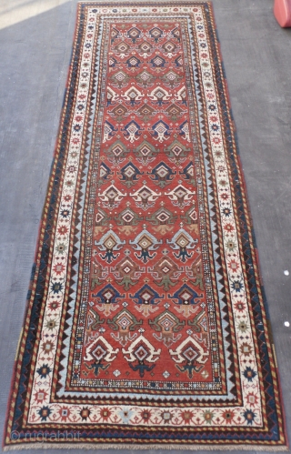 Caucasian Karabagh Runner, 10.8 x 3.5 ft (330x107 cm), sec half 19th century, good condition and great design. www.rugspecialist.com              