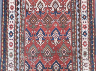 Caucasian Karabagh Runner, 10.8 x 3.5 ft (330x107 cm), sec half 19th century, good condition and great design. www.rugspecialist.com              