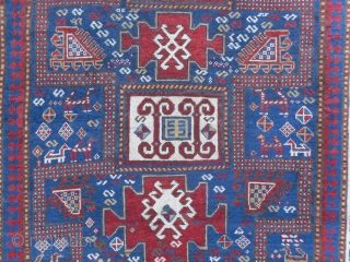 Caucasian Karachov Kazak Rug, 1.39 x 1.95 mt (4'7" x 6'5"), second half 19th Century, good condition and beautiful colours.  www.rugspecialist.com           