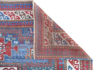 Caucasian Karachov Kazak Rug, 1.39 x 1.95 mt (4'7" x 6'5"), second half 19th Century, good condition and beautiful colours.  www.rugspecialist.com           