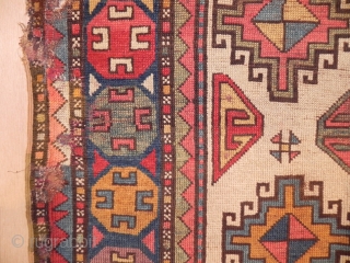 Caucasian Shahsavan long rug, 3.7 x 9.4 ft, as found, mid 19th Century                    