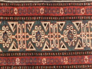 Caucasian Kuba Konaghend Rug with rare Green Kufic Border, 68x51 inches(172x130 cm), sec half 19th cen. www.rugspecialist.com                