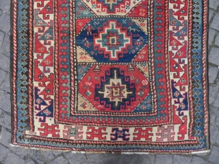 Caucasian Kazak Long Rug, 239x118 cm (7.8x3.8 ft), second half 19th Century, as found, Full pile and great colours.              