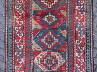 Caucasian Kazak Long Rug, 239x118 cm (7.8x3.8 ft), second half 19th Century, as found, Full pile and great colours.              