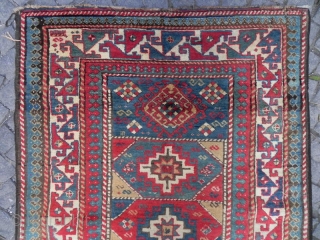 Caucasian Kazak Long Rug, 239x118 cm (7.8x3.8 ft), second half 19th Century, as found, Full pile and great colours.              