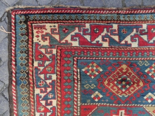 Caucasian Kazak Long Rug, 239x118 cm (7.8x3.8 ft), second half 19th Century, as found, Full pile and great colours.              