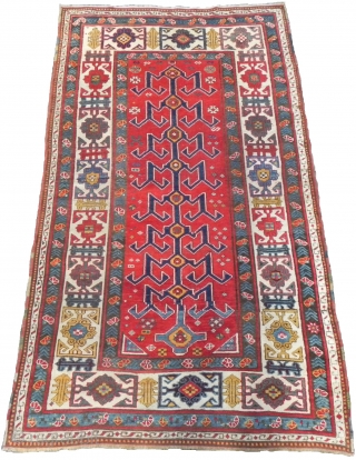 Antique Caucasian Kazak Rug, vigorous palette, delightful colors, graphic design, full pile, mint condition, late 19th Century                