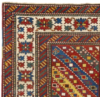 Antique Caucasian Gendje Rug, 132x206 cm (4'4" x 6'10"), ca late 19th Century. Very good condition, all natural dyes, original as found, no issues, no repairs. 
      