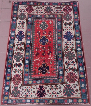 Caucasian Kazak Rug, mid 19th Century, 6.7x4.8 ft (206x149 cm), very good condition. www.rugspecialist.com                   