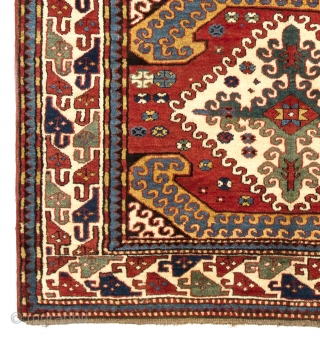 Rare antique Karabagh Rug in "German condition", South West Caucasus, 132x216 cm (4.4 x 7.2 ft), ca 1880.               