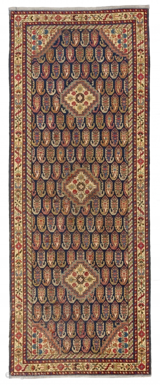 Antique Caucasian Baku Chila (Khila) long Rug, East Caucasus - Azerbaijan. Ca Early 19th Century. 4.7 x 12 Ft (140x365 cm). Provenance: New England, USA. 

Here is a high resolution image of  ...