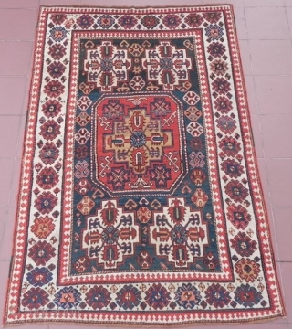 Rare Antique Caucasian Shahsavan Rug, mid 19th century, good condition, 3.9x4.4 ft. www.RugSpecialist.com                    