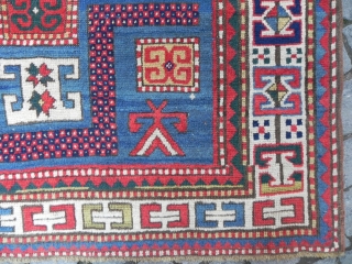 Antique Caucasian Karatchoph (Karachov or Karatchopf) Kazak Rug, 4 x 7.5 ft (122x230 cm), 19th century, excellent original condition.              