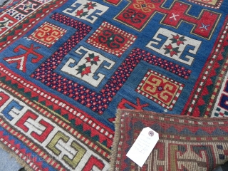 Antique Caucasian Karatchoph (Karachov or Karatchopf) Kazak Rug, 4 x 7.5 ft (122x230 cm), 19th century, excellent original condition.              