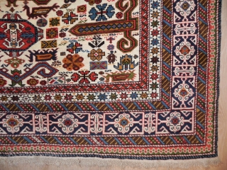 Antique Caucasian Perepedil Rug, 4.7 x 5.6 ft                         