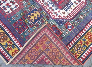 Antique Caucasian Karachov Kazak Rug, 7.3 x 5.7 ft, good condition, 19th Century. www.rugspecialist.com                   