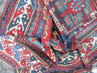 Antique Caucasian Kazak Rug, 209x142 cm (6.8x4.6 ft), 19th Century, Good Condition. www.RugSpecialist.com                    