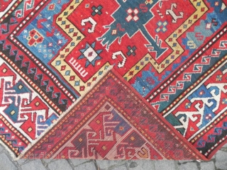 Antique Caucasian Kazak Rug, 209x142 cm (6.8x4.6 ft), 19th Century, Good Condition. www.RugSpecialist.com                    