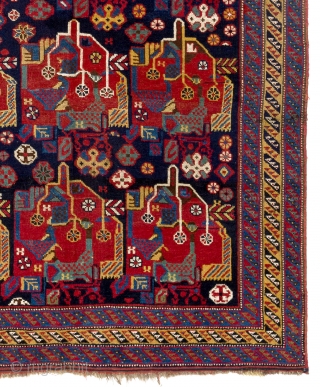 A neat antique tribal Qashqai Rug with rich colors and fine weave, 133x240 cm.                   