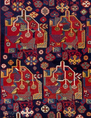 A neat antique tribal Qashqai Rug with rich colors and fine weave, 133x240 cm.                   