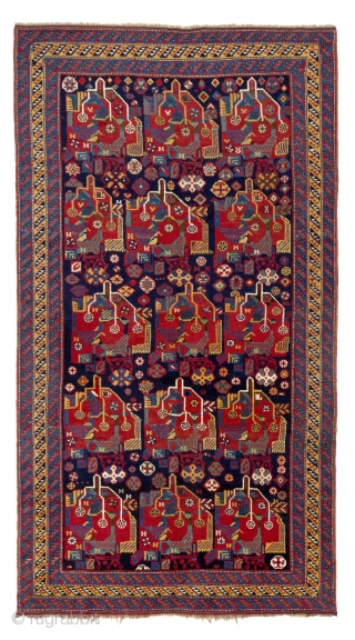 A neat antique tribal Qashqai Rug with rich colors and fine weave, 133x240 cm.                   