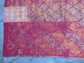  Red ground wedding Bagh,Punjab,good condition,some parts of the embroidery are worn,cm.122x240                     