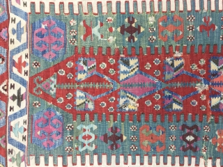 Beautiful Anatolian AYDIN? Prayer kilim fragment Cm.92x165.Great colors!                         