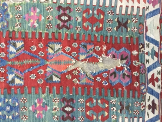 Beautiful Anatolian AYDIN? Prayer kilim fragment Cm.92x165.Great colors!                         