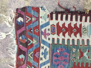 Beautiful Anatolian AYDIN? Prayer kilim fragment Cm.92x165.Great colors!                         