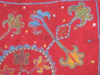 19th cent Lakai embroidery,beautiful,delicate ,unusual design,silk on wool,cm.54x55                         