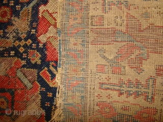 Early Kurdish rug Fragment. As found, needs a good bath. 39X65 Inches. 100X165 Cm.                   