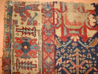 Early Kurdish rug Fragment. As found, needs a good bath. 39X65 Inches. 100X165 Cm.                   