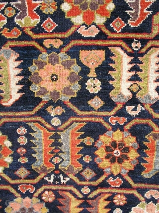 Northwest Persian Kurdish long rug with great colors. 4'4"X10' or 132X305 Cm. Rough sides and ends as shown. Will benefit from a good cleaning. All wool.       