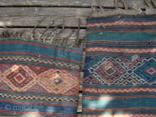 Anatolian Turkish Kilim. 6X7 feet 183X213 Cm. These are separated panels of the same Kilim, 3X7 feet each one a bit shorter. Very dirty with some small holes.     