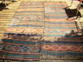 Anatolian Turkish Kilim. 6X7 feet 183X213 Cm. These are separated panels of the same Kilim, 3X7 feet each one a bit shorter. Very dirty with some small holes.     