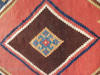 Large SW Persian Qashqai or Kashkuli Kilim with excellent colors. 5'8" X 10'2"....173X310 Cm. Great shape. Only minor fold wear like lines as shown on the top end.     