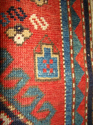 Handsome Borchalo Kazak rug in good original condition. 40X72 inches 102X183 Cm Some little spots of old repair but no reweave. Remnants of original kilim ends...       