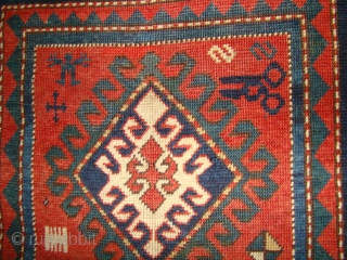 Handsome Borchalo Kazak rug in good original condition. 40X72 inches 102X183 Cm Some little spots of old repair but no reweave. Remnants of original kilim ends...       